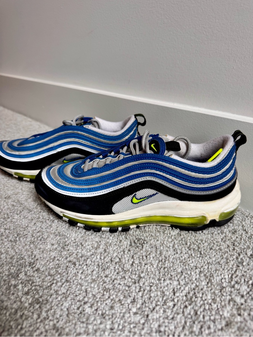 Nike Air Max 97 OG sneakers in the Atlantic Blue and Voltage Yellow size 8
